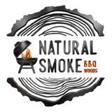 Natural Smoke BBQ Woods brand logo, frosted 3D wordmark on transparent background