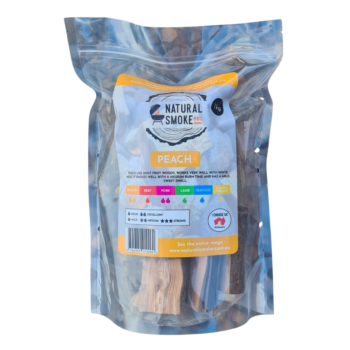 Natural Smoke BBQ Woods Peach wood chunks transparent cutout