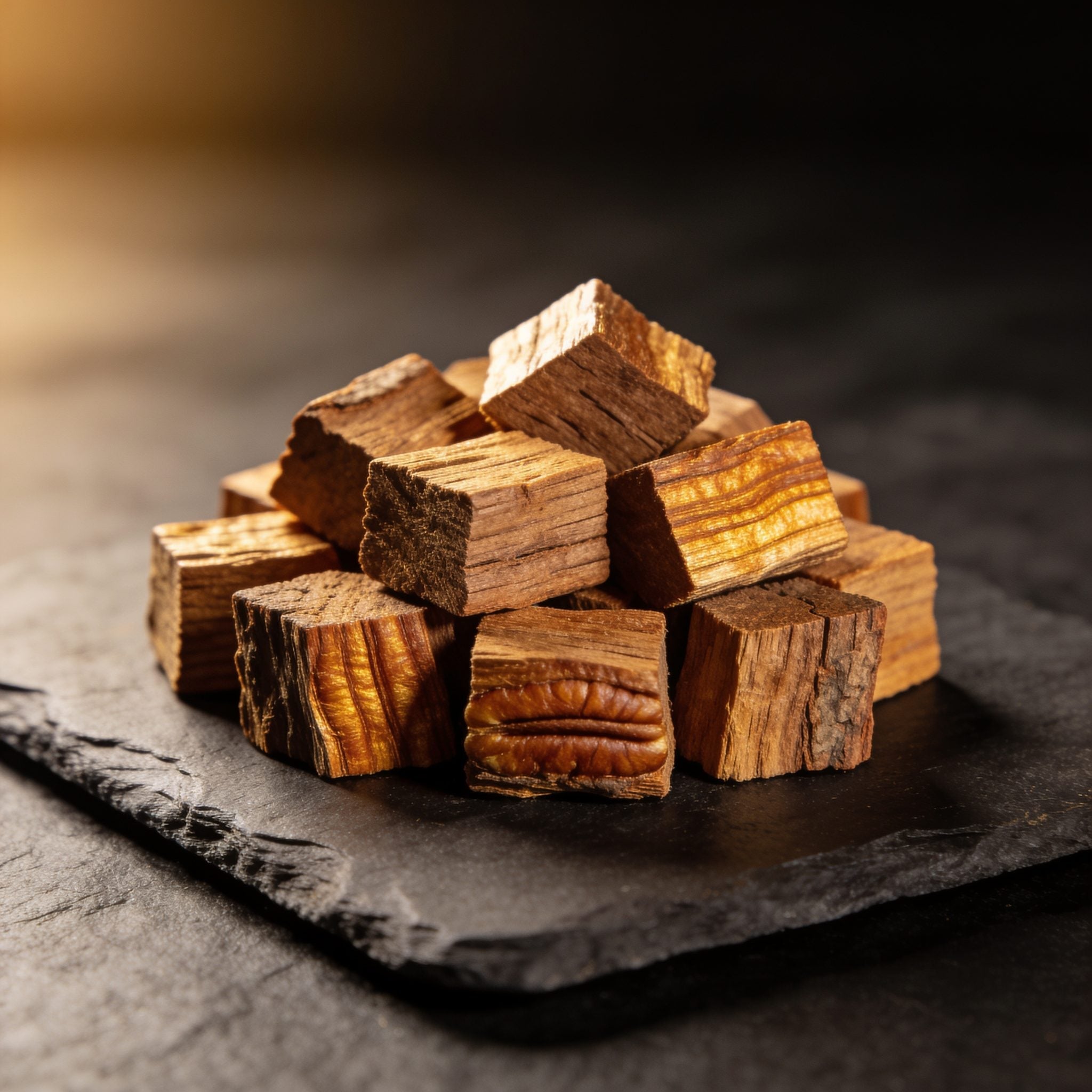 Natural Smoke Pecan BBQ smoking wood chunks close-up