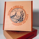 Nomad Chilli Co Barbecue Trio hot sauce gift bundle — closed branded box