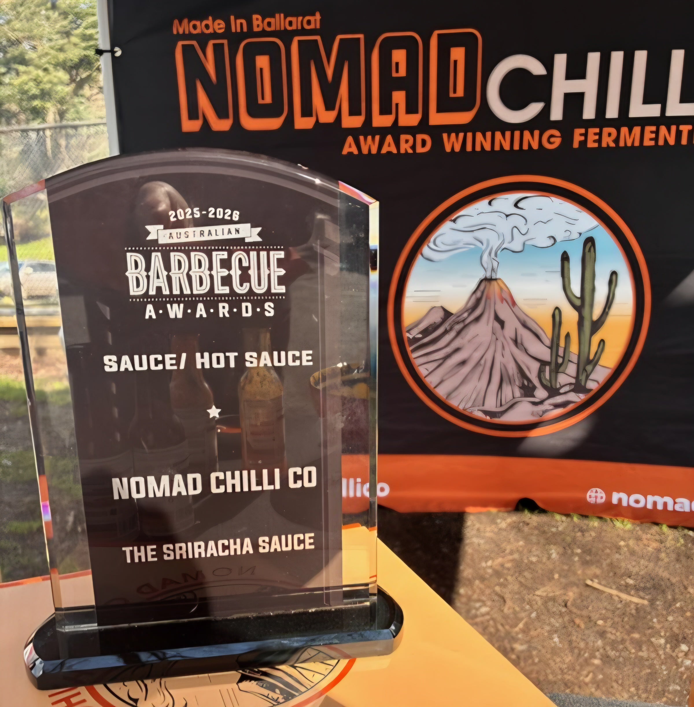 Nomad Chilli Co trophy — 2025-2026 Australian Barbecue Awards, Sauce/Hot Sauce category, awarded to The Sriracha Sauce