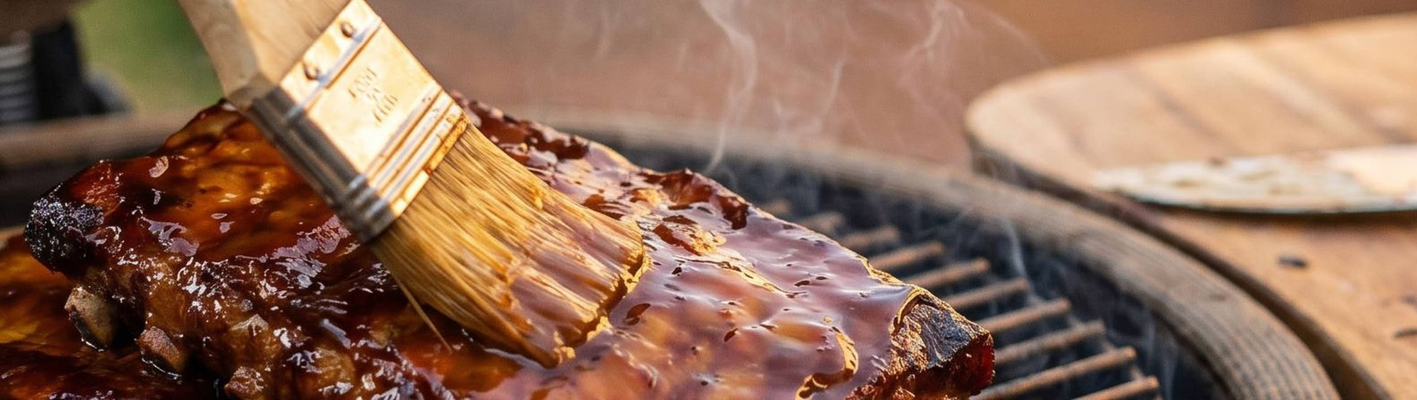 Nomad Chilli Co Tamarind Gold Hot Sauce glazed over grilled pork ribs with spring onion, fermented hot sauce