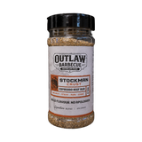 Outlaw Barbecue Stockman CRUST 250g espresso beef rub — front of shaker on transparent background