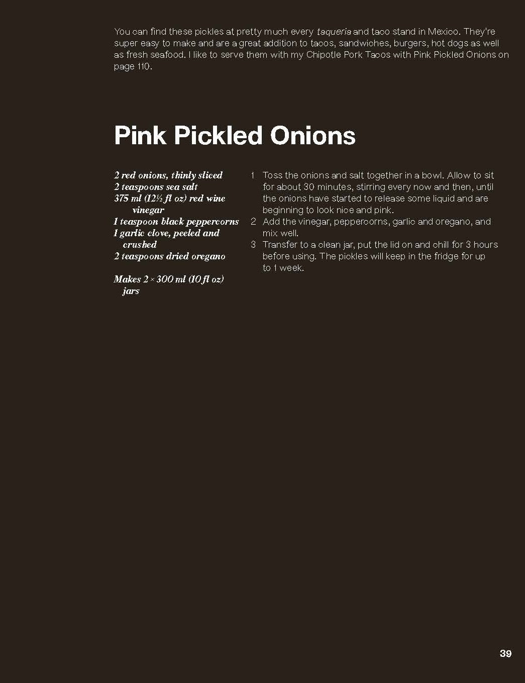 Pickled by Freddie Janssen paperback cookbook — Pink Pickled Onions recipe page