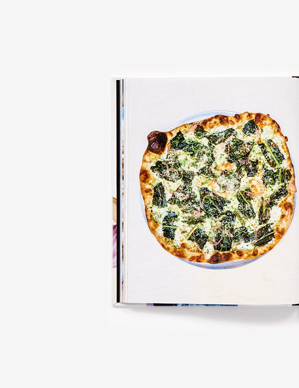 Pizza Camp by Joe Beddia hardback cookbook — kale, pickled red onion and cream pizza page