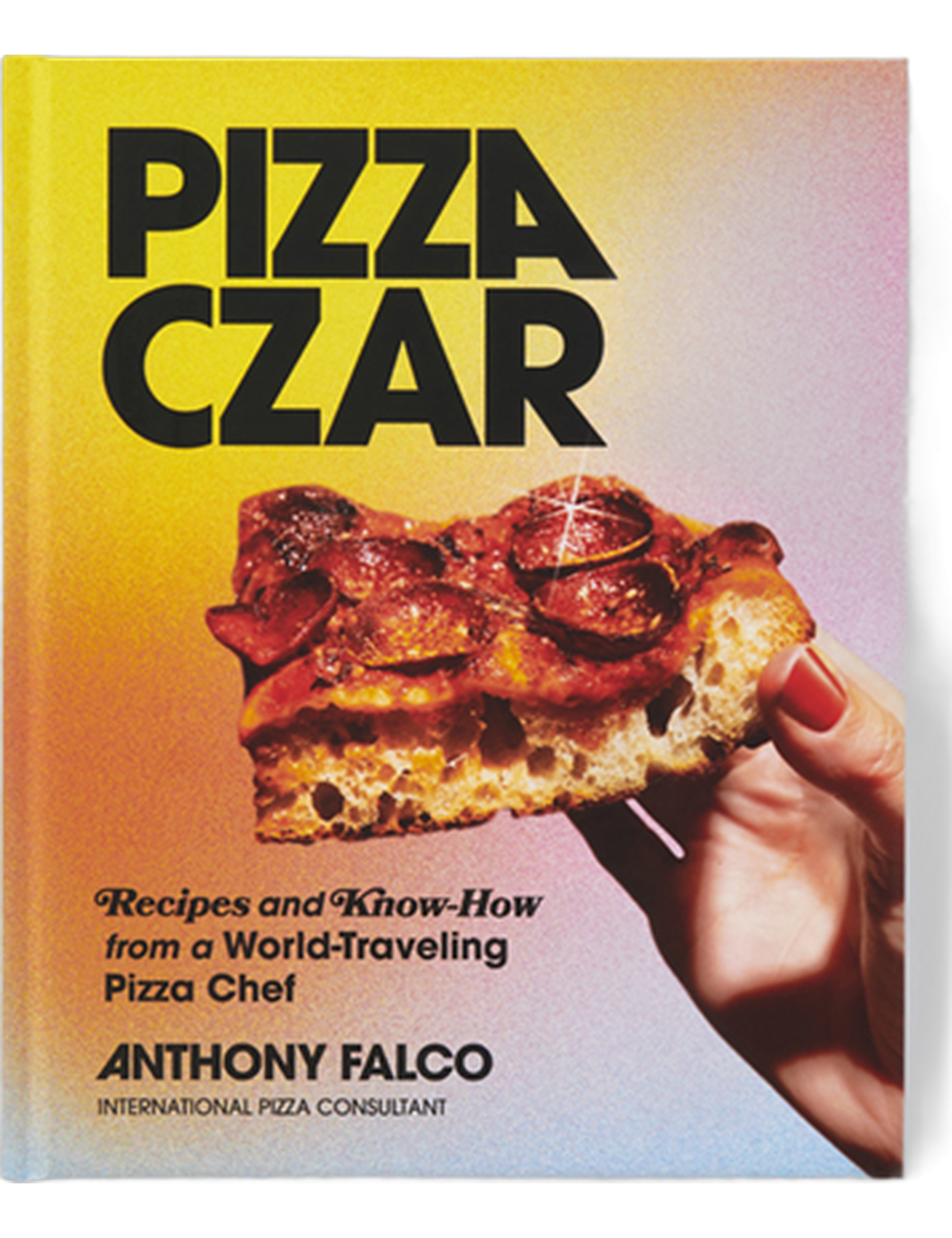 Pizza Czar by Anthony Falco hardback cookbook — the book on a studio backdrop
