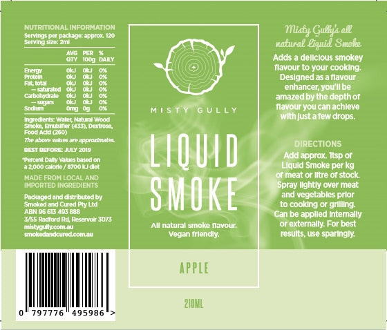 Misty Gully Liquid Smoke Apple label
