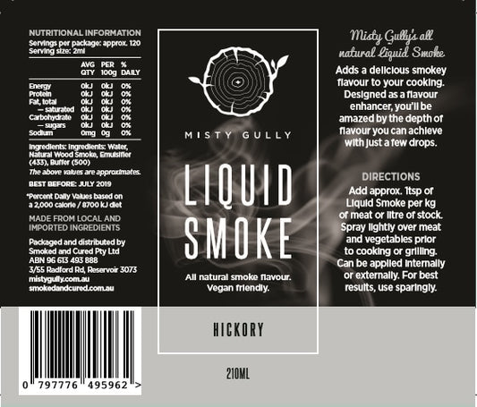 Misty Gully Liquid Smoke Hickory label