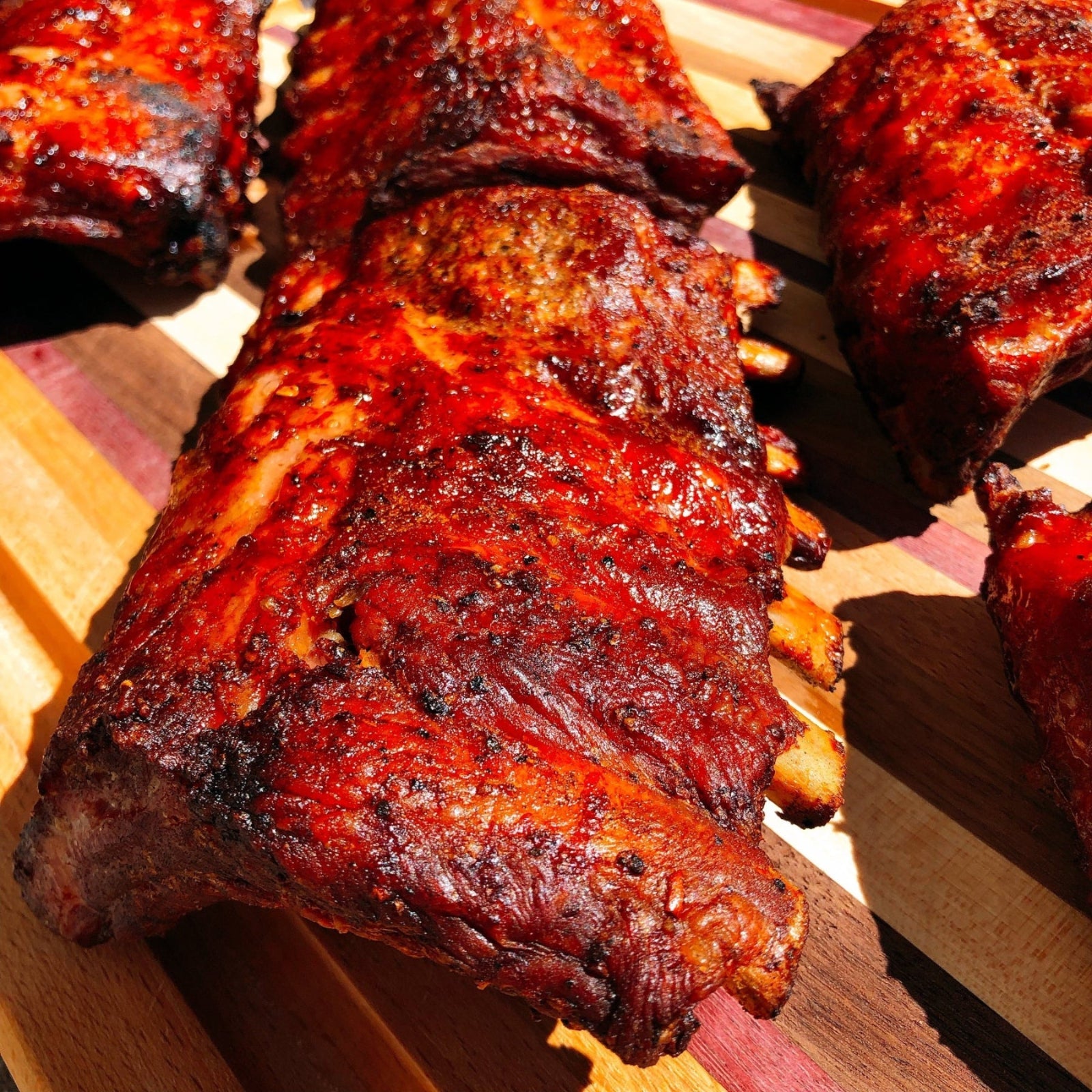Pork ribs seasoned with Hardcore Carnivore Red rub