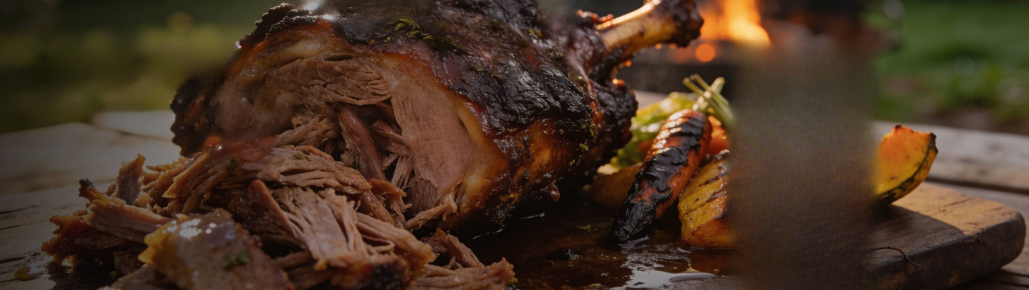 Four Monkeys BBQ Lamb Rub 270g beside a herb-crusted smoked lamb rack