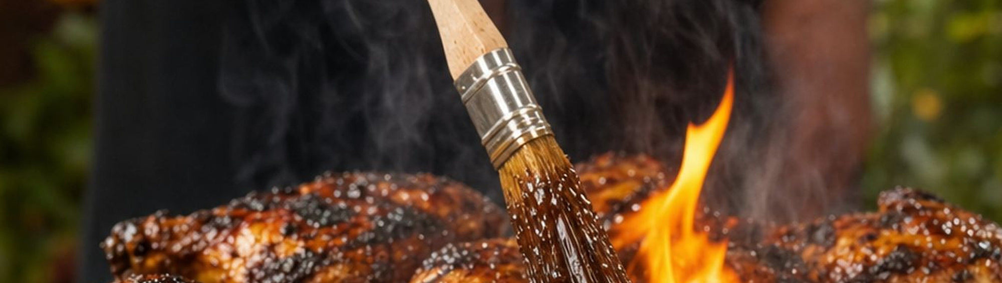 Little Brixton Jerk Marinade with charred jerk chicken hot off a Jamaican backyard grill