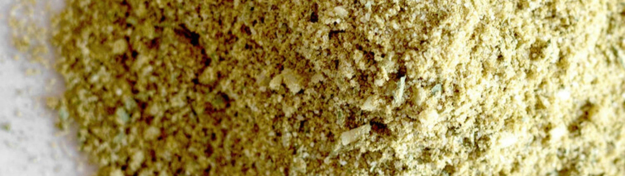 Smokes Seasoning Jalapeno Salt beside a macro close-up of its own green-flecked salt texture, fresh jalapeno finishing salt