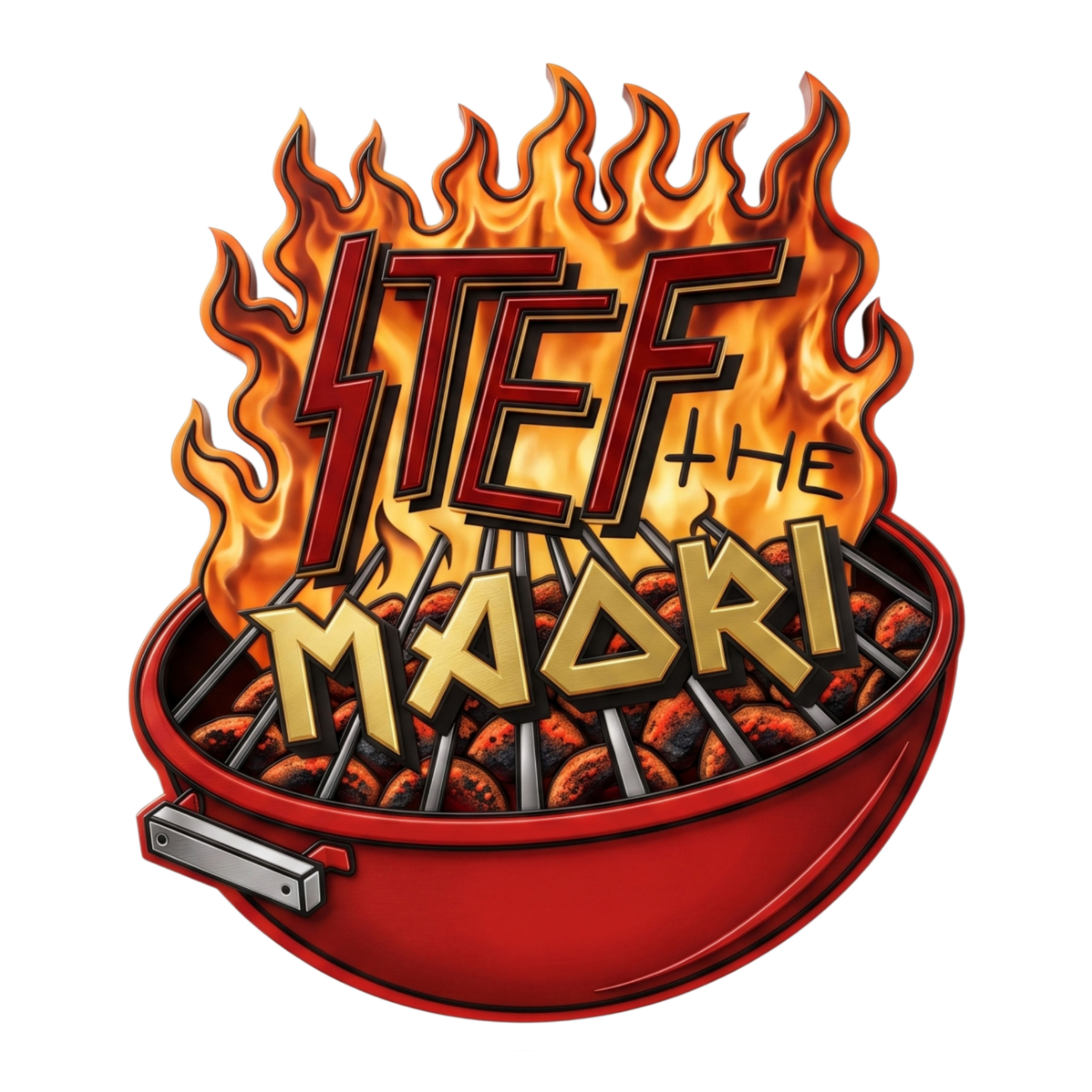 Stef the Maori barbecue brand logo, Frost 3D