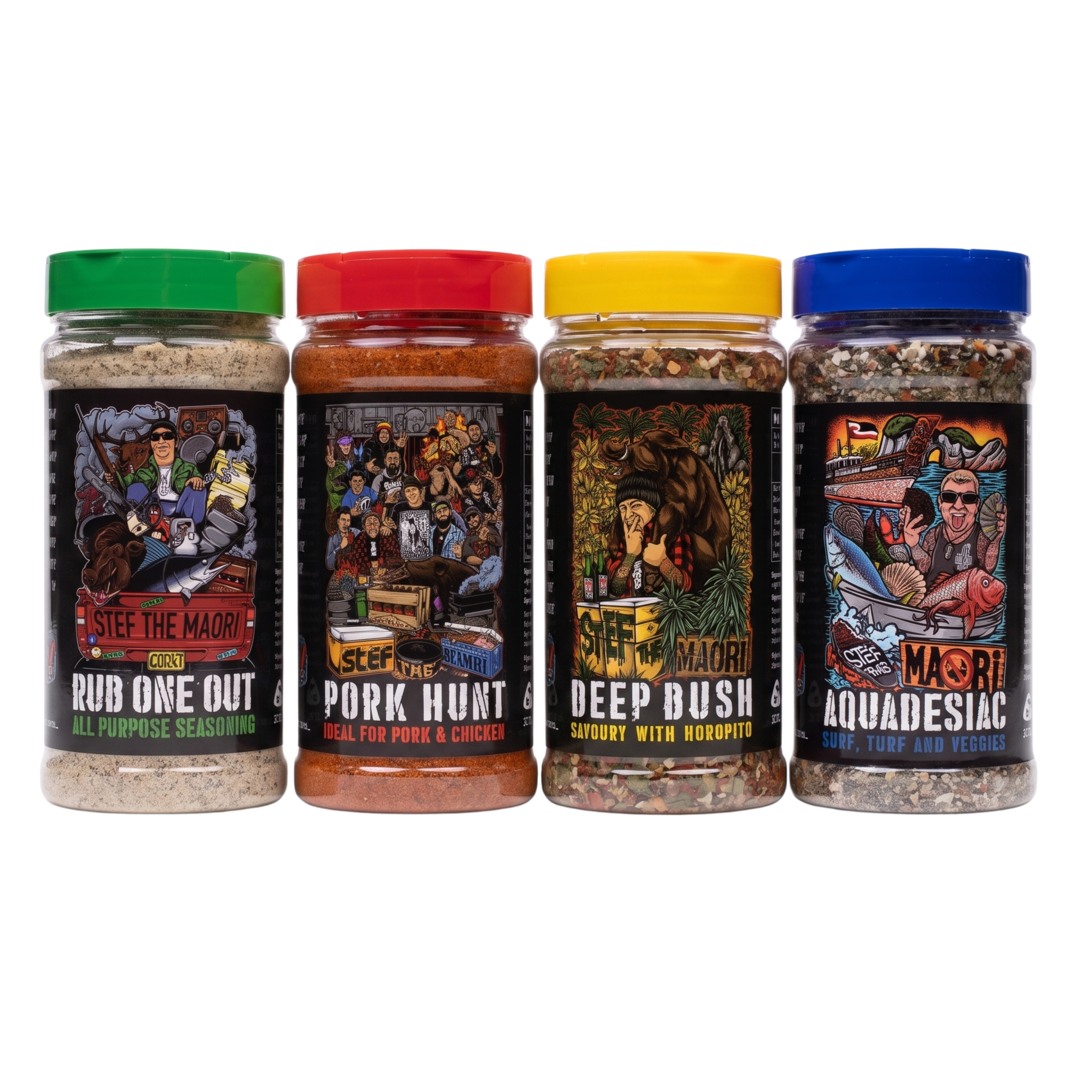 Stef the Maori — the full range of all four shakers together