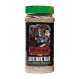 Stef the Maori Rub One Out 240g all purpose seasoning, front of shaker, high-resolution