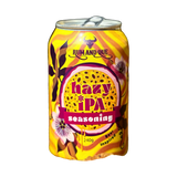 Rum and Que Hazy IPA beer rub 240g, front of can on transparent background
