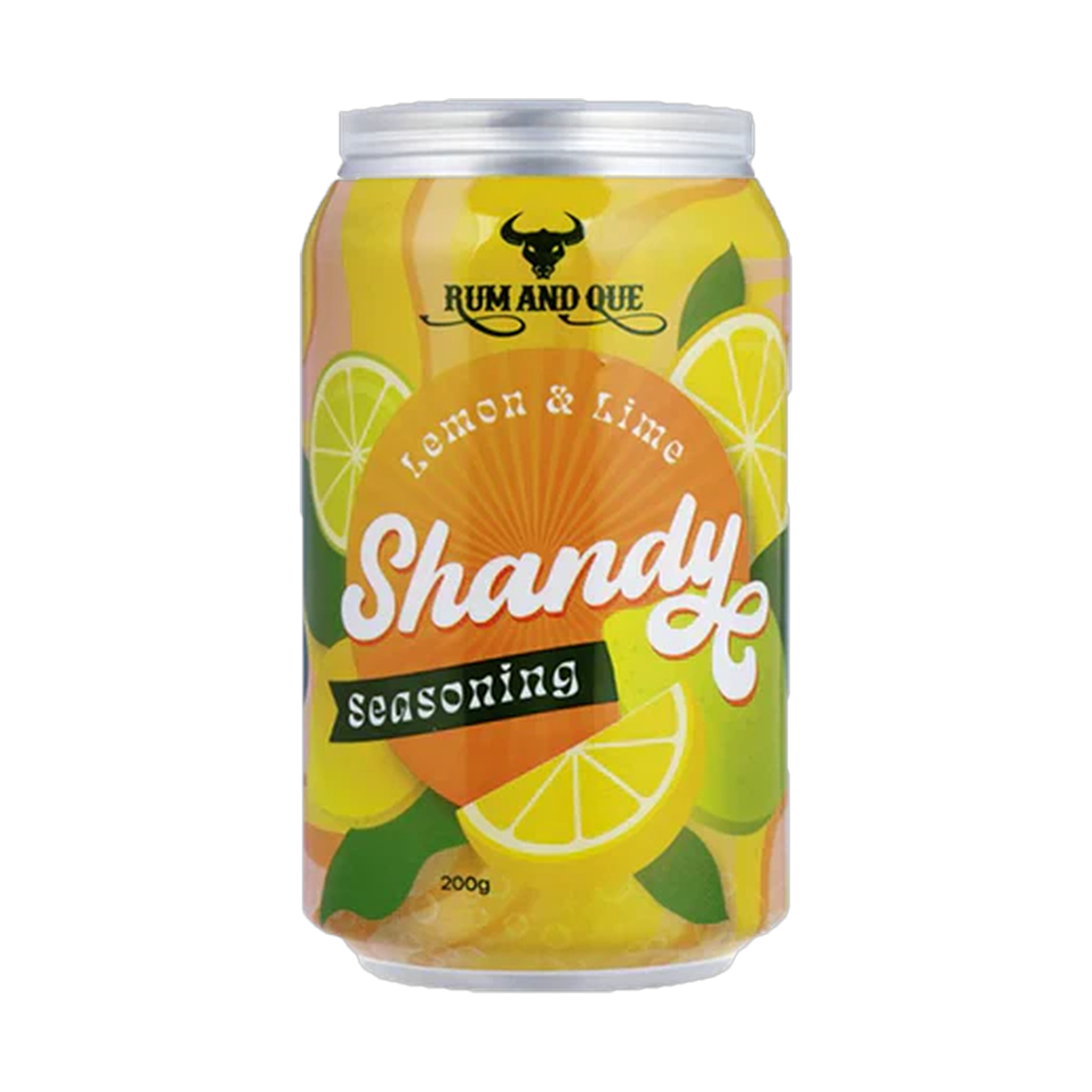 Rum and Que Shandy lemon-lime beer rub 200g, front of pack on transparent background