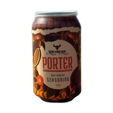 Rum and Que The Porter beer rub, front of jar on transparent background