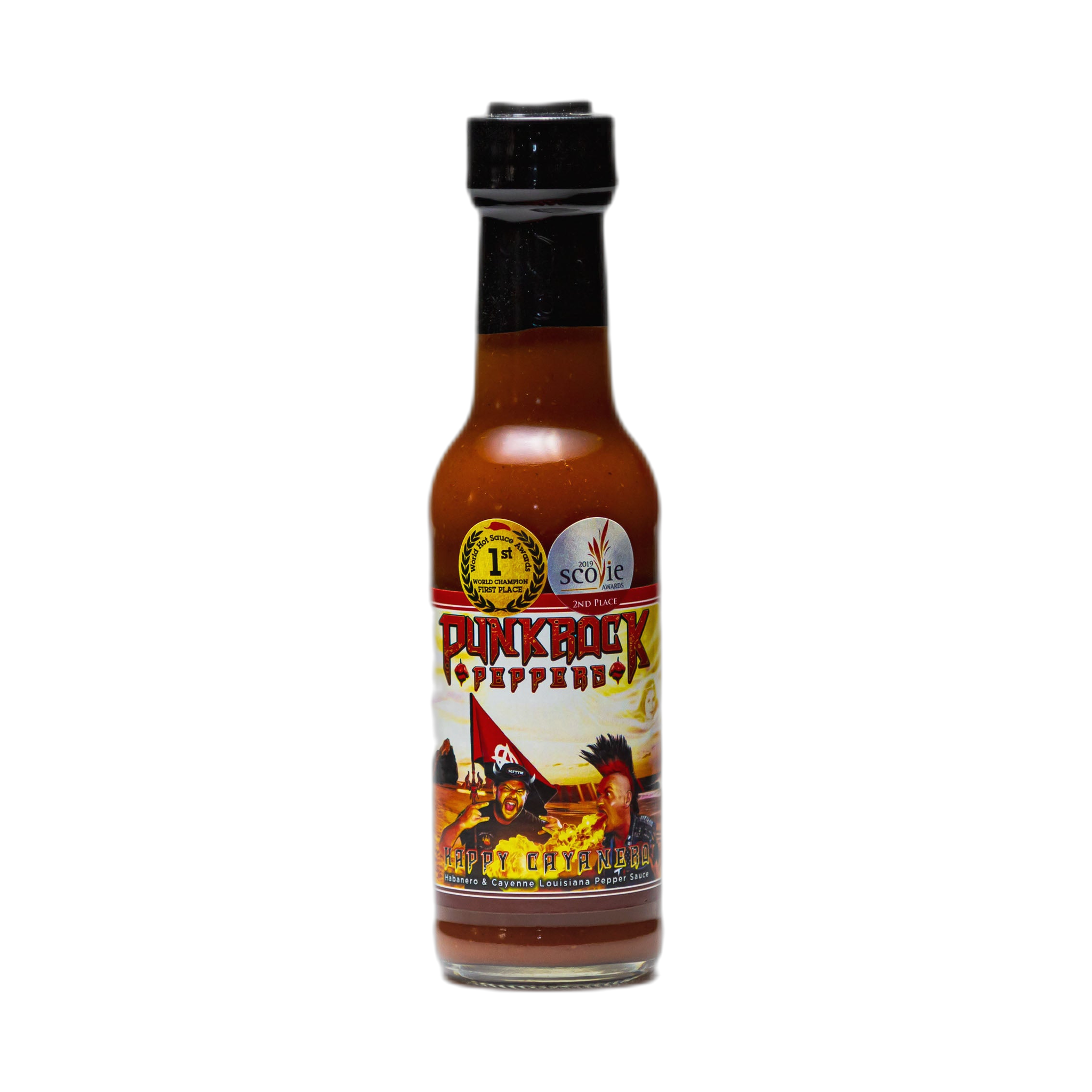 Punk Rock Peppers Happy Cayanero Hot Sauce 150ml bottle