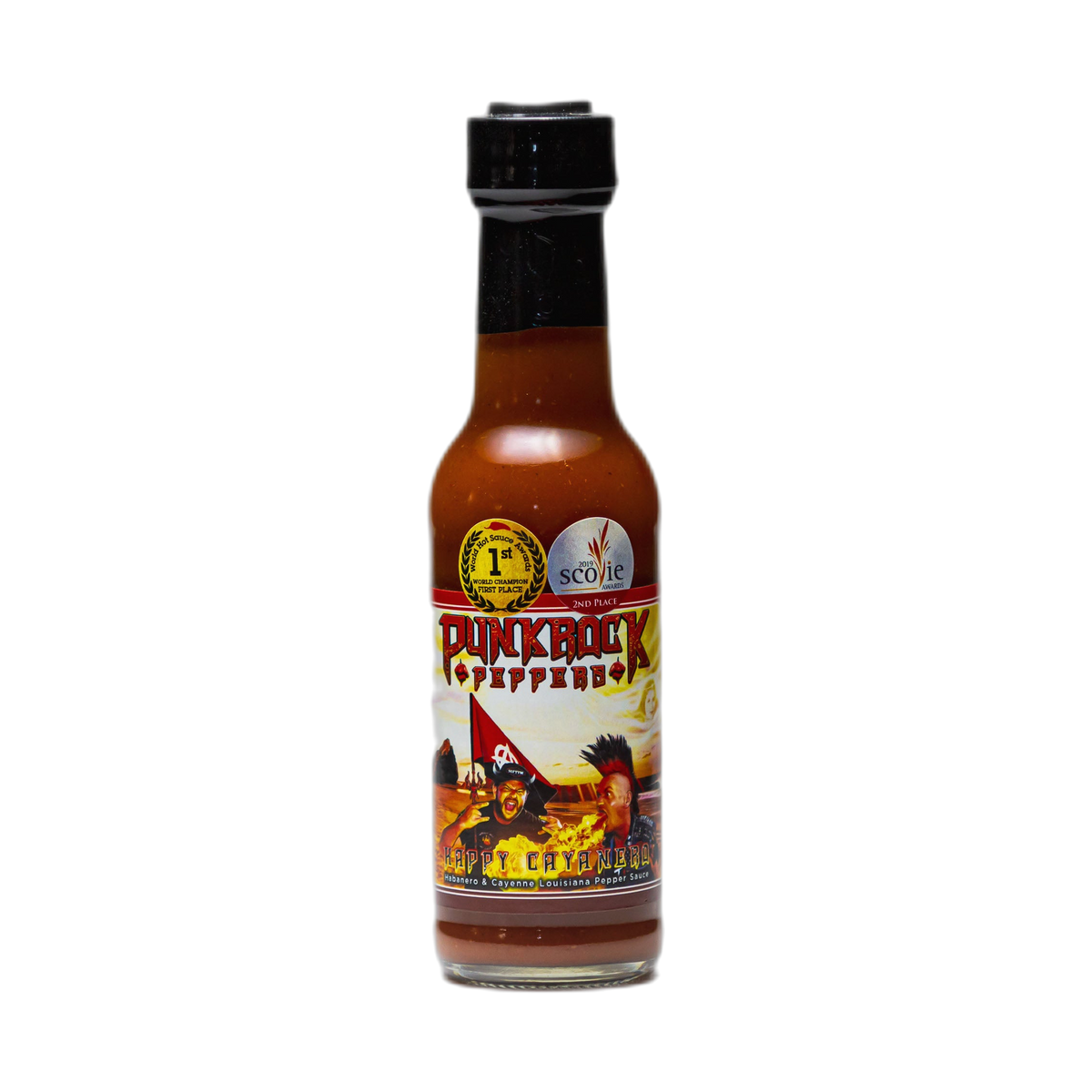 Punk Rock Peppers Happy Cayanero Hot Sauce 150ml bottle
