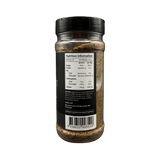 Smokes Brisket Black beef BBQ rub 270g, side of shaker, transparent background