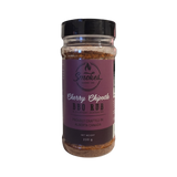 Smokes Cherry Chipotle BBQ rub 230g, front of shaker on transparent background