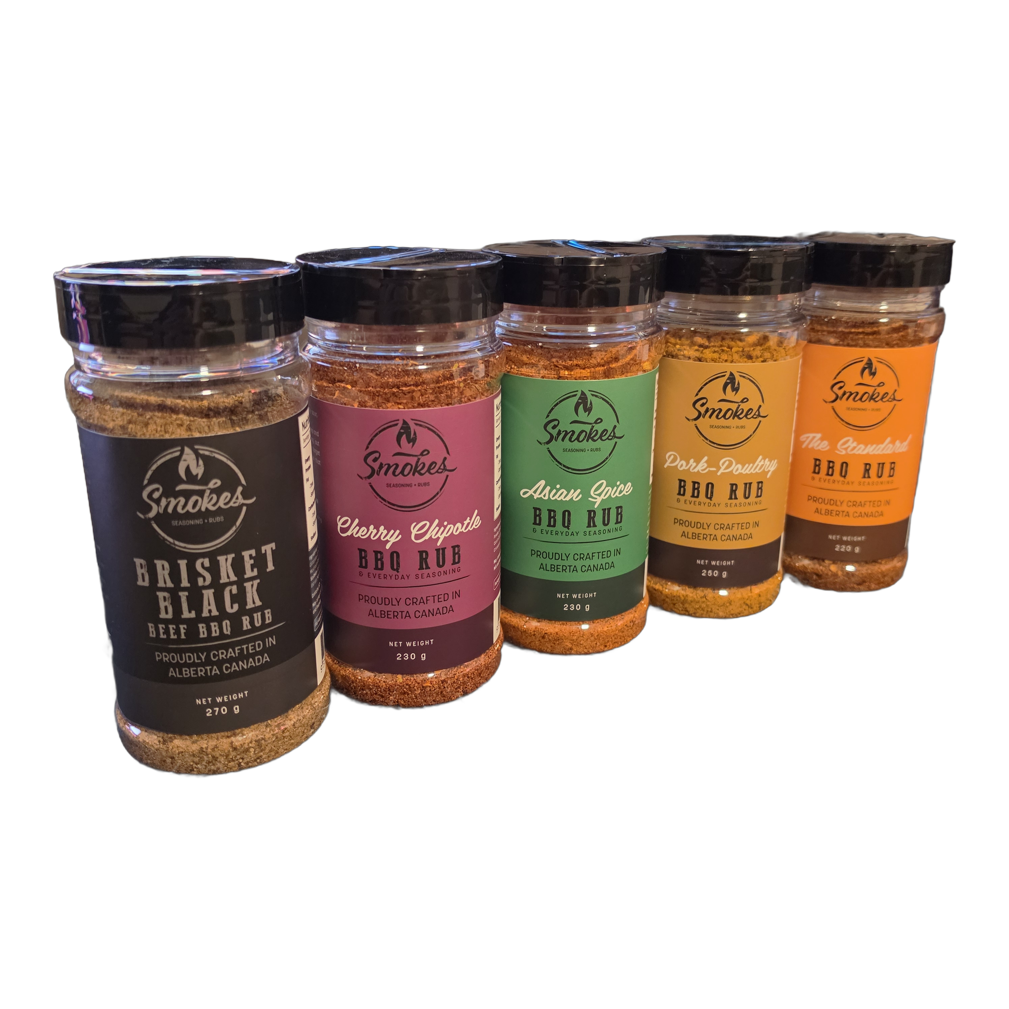 Smokes Seasoning bundle - Brisket Black, Cherry Chipotle, Asian Spice, Pork-Poultry and The Standard