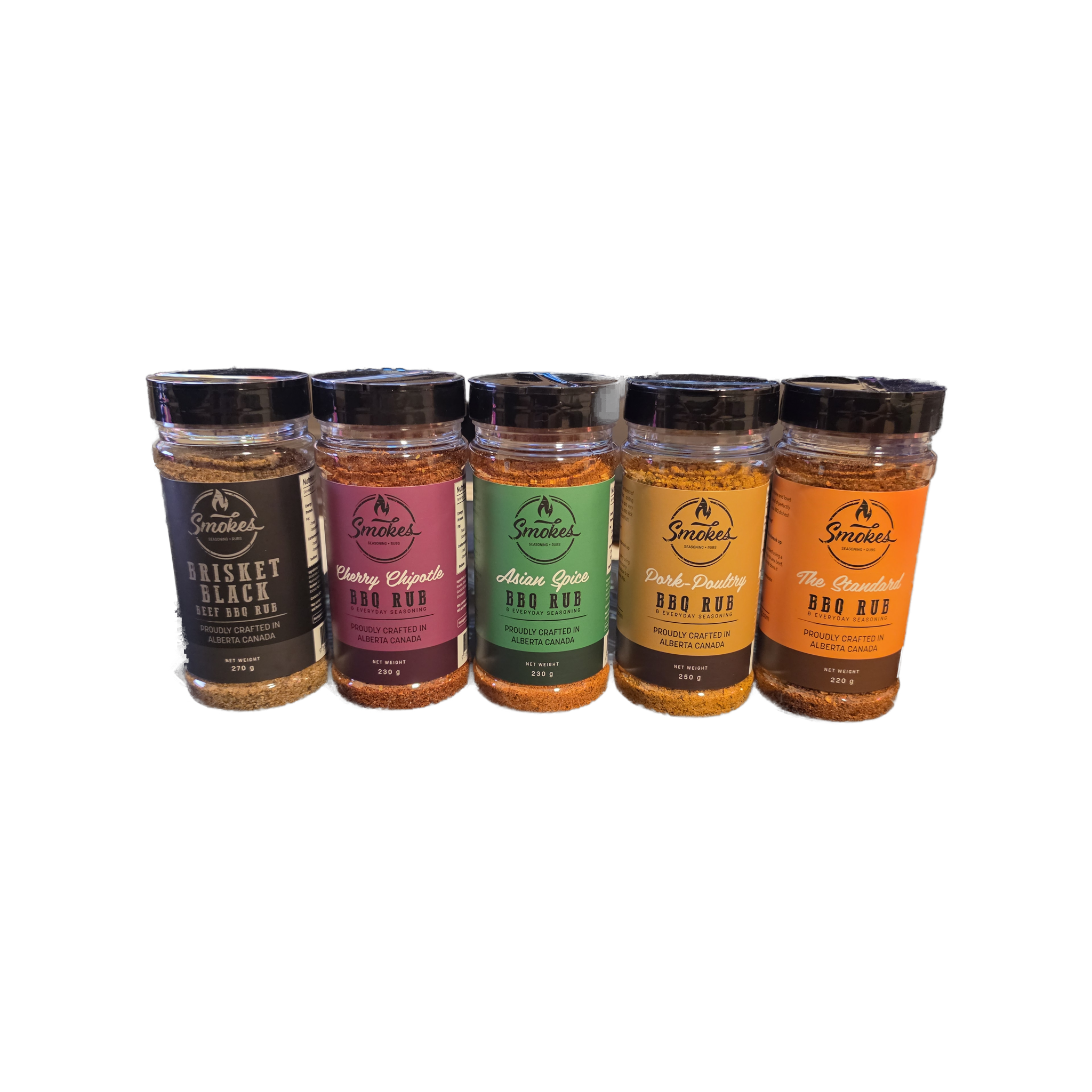 Smokes Seasoning BBQ rub range - all five flavours