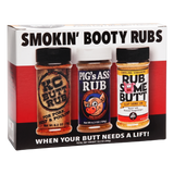 Smokin Booty Gift Pack Triple Rub Set 584g - KC Butt Rub, Pig's Ass Rub and Rub Some Butt shakers with box
