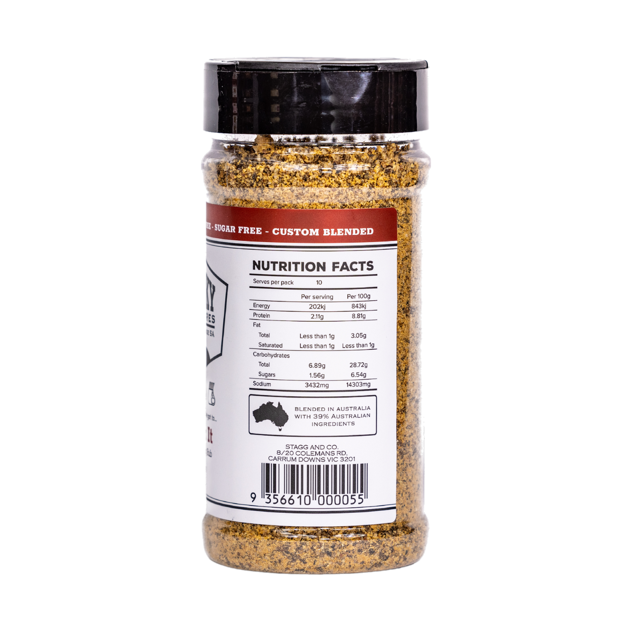 Smoky Pastures Risk It rub 240g, ingredients and nutrition panel, transparent background
