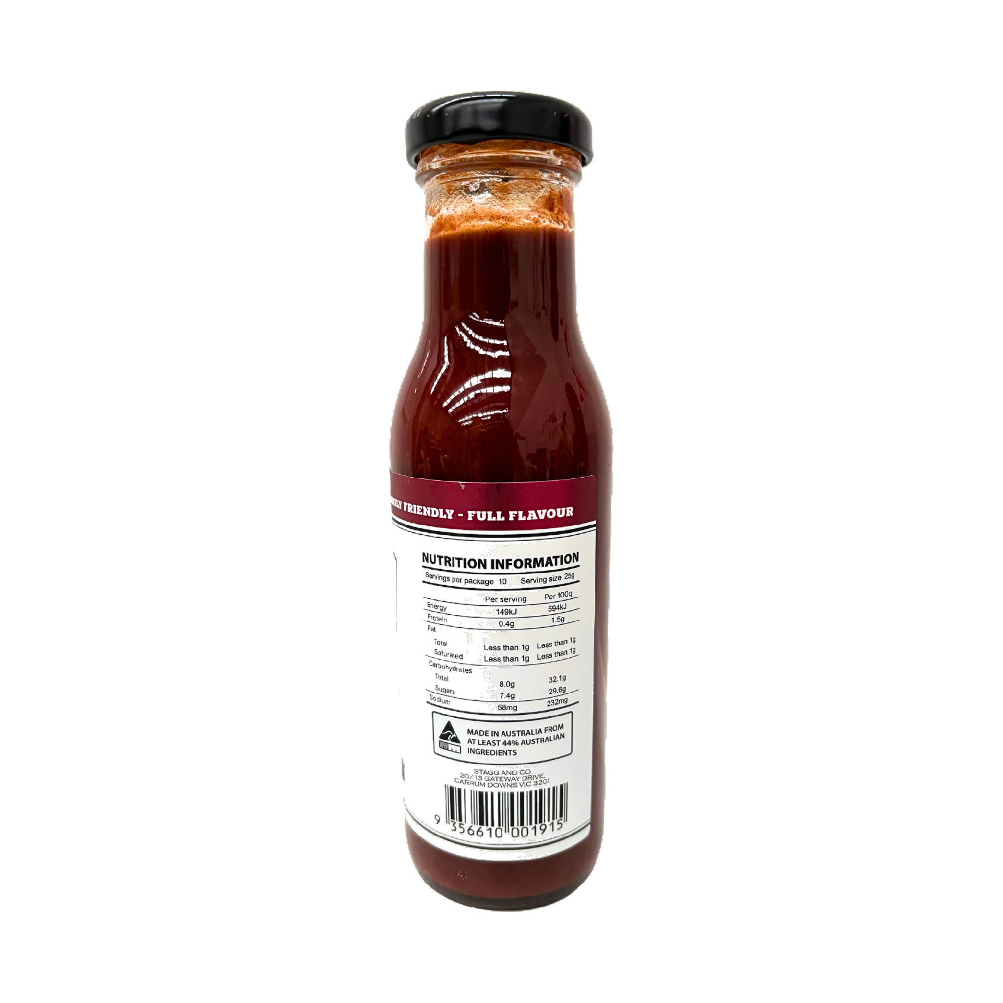 Smoky Pastures Sweet and Sour BBQ sauce 250ml, left side label detail, transparent background