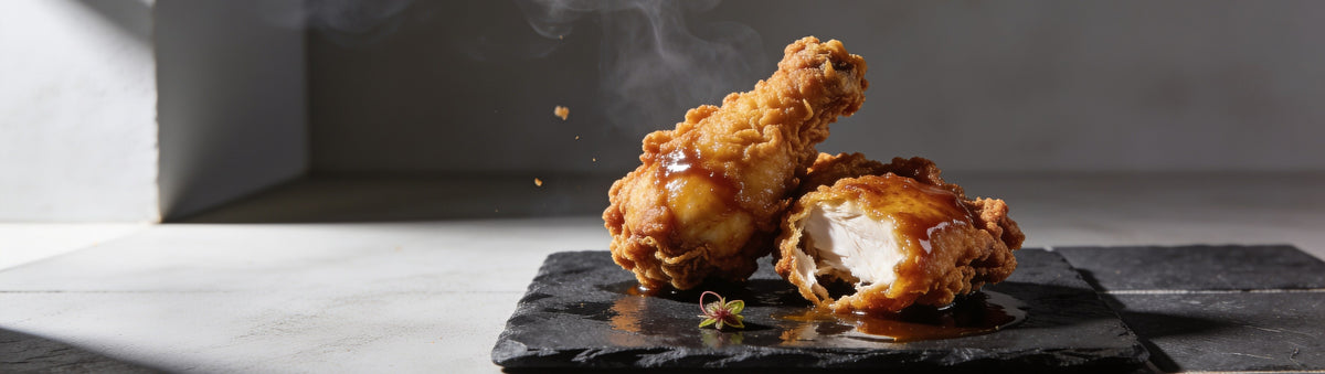 SinsQue Alabama Fried Chicken Coating 500g — golden crispy fried chicken tenders with product pouch