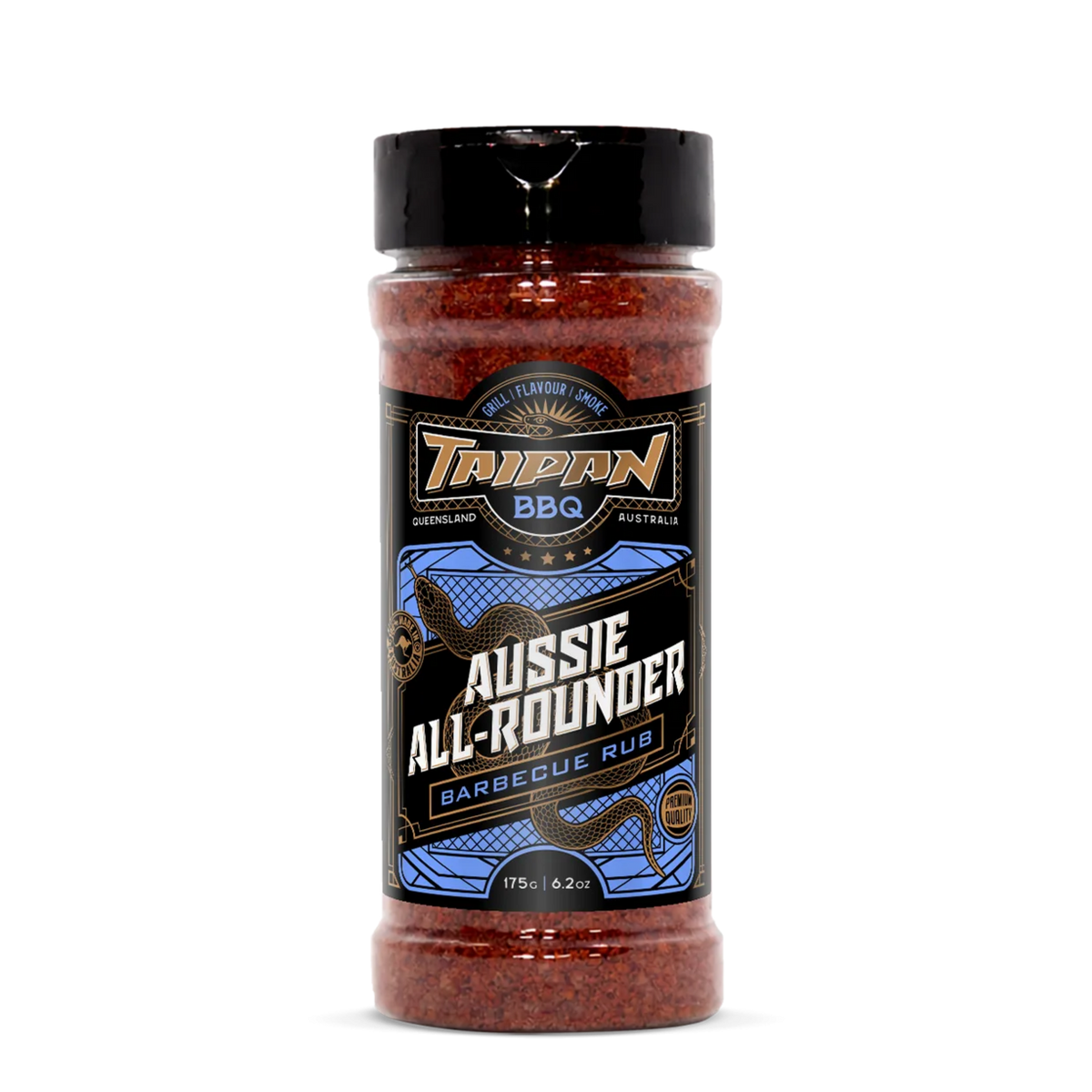 TAIPAN BBQ Aussie All-Rounder all-purpose BBQ rub 175g — front on transparent background