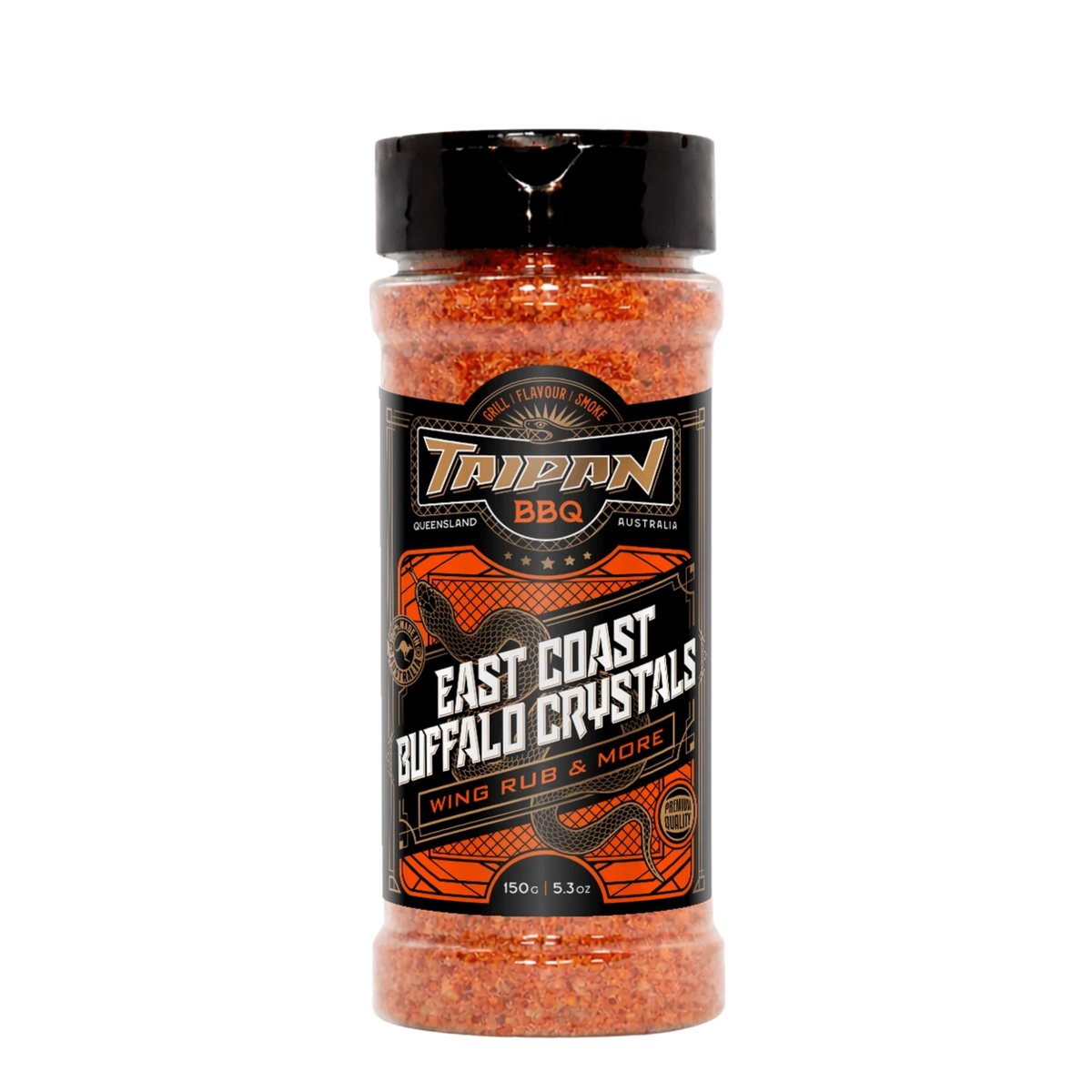 TAIPAN BBQ East Coast Buffalo Crystals wing seasoning 150g — front on transparent background