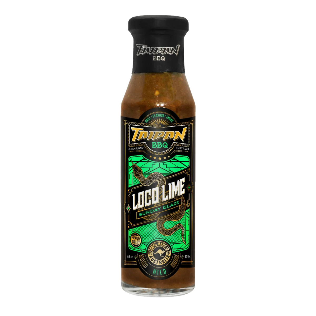 TAIPAN BBQ Loco Lime Sunday Glaze tangy lime BBQ glaze 250ml — front on transparent background