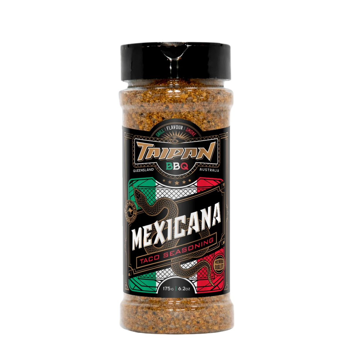 TAIPAN BBQ Mexicana taco seasoning 175g — front on transparent background