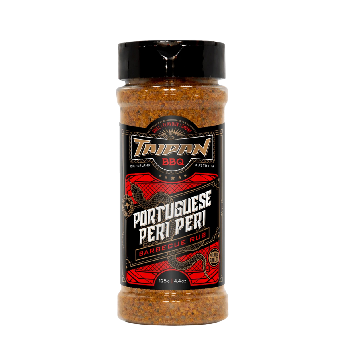 TAIPAN BBQ Portuguese Peri Peri chicken BBQ rub 125g — front on transparent background