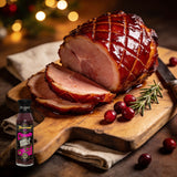 TAIPAN BBQ Rosella Royale Sunday Glaze native rosella BBQ glaze 250ml — beauty shot, glazed Christmas ham
