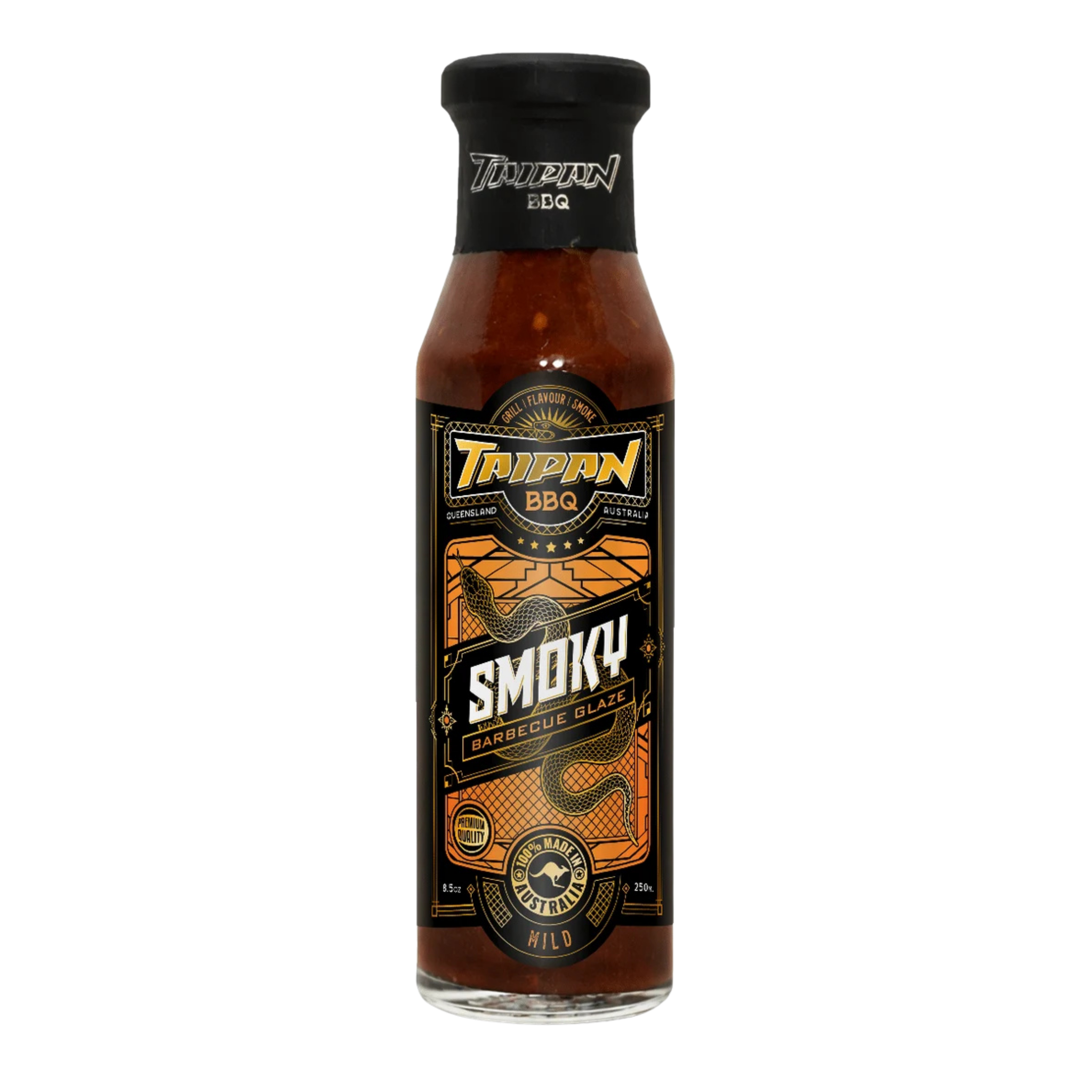 TAIPAN BBQ Smoky mild BBQ glaze 250ml — front on transparent background