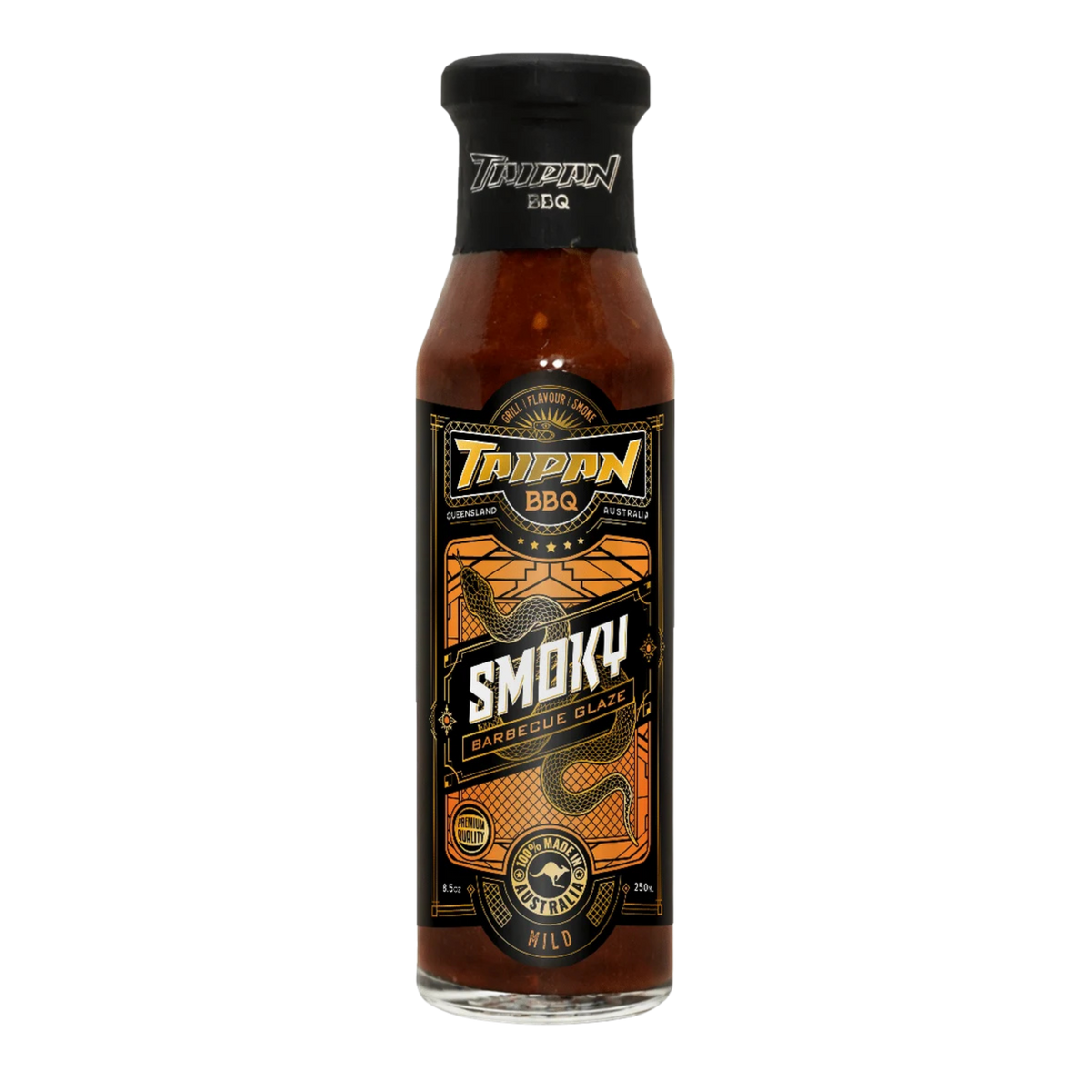 TAIPAN BBQ Smoky mild BBQ glaze 250ml — front on transparent background