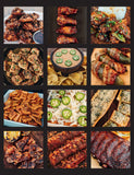 Backyard BBQ with Fire and Spice by Tony Ramirez hardback cookbook — contents page with wings, party food and smoked meats