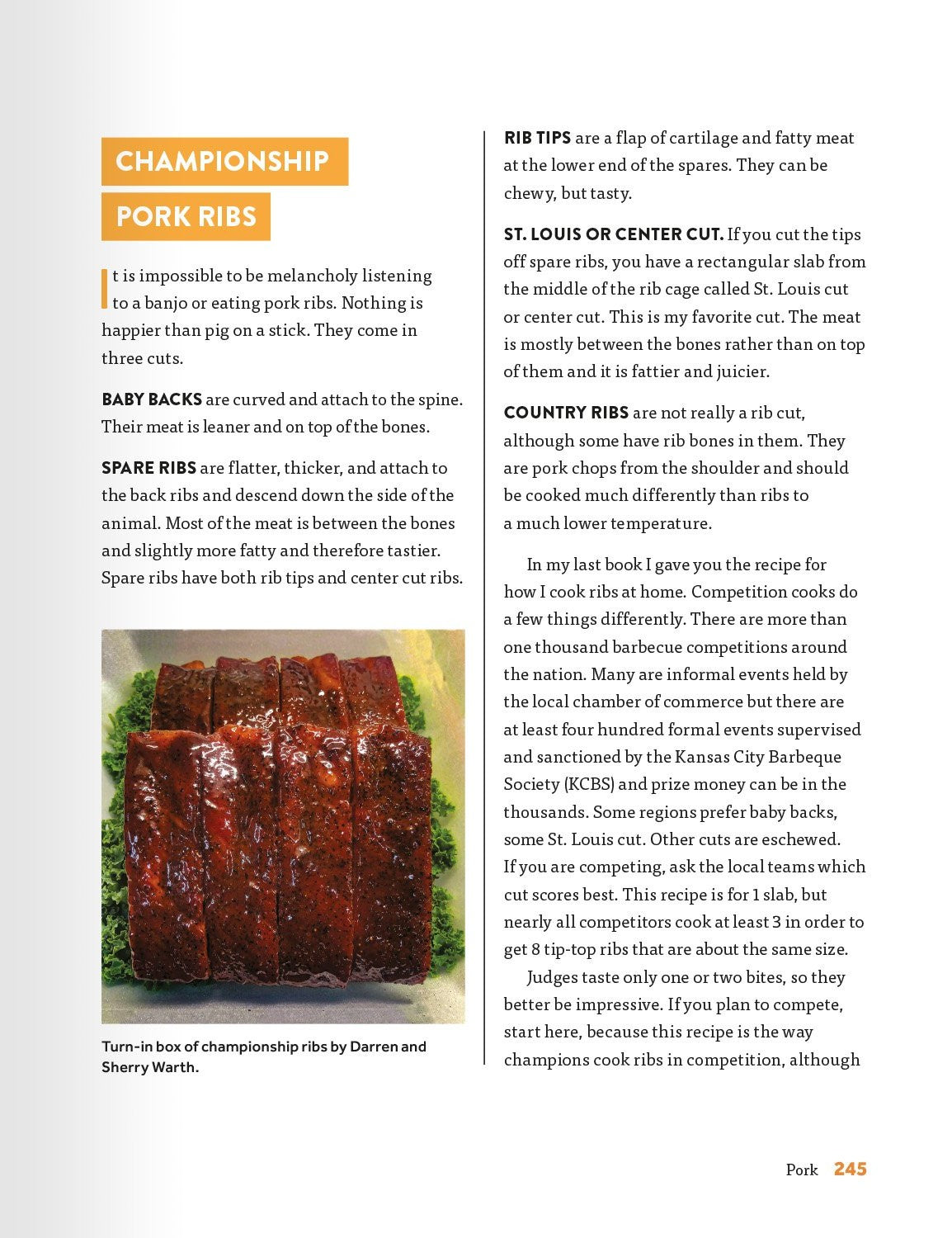 The Meathead Method by Meathead Goldwyn hardback cookbook — interior page of championship pork ribs