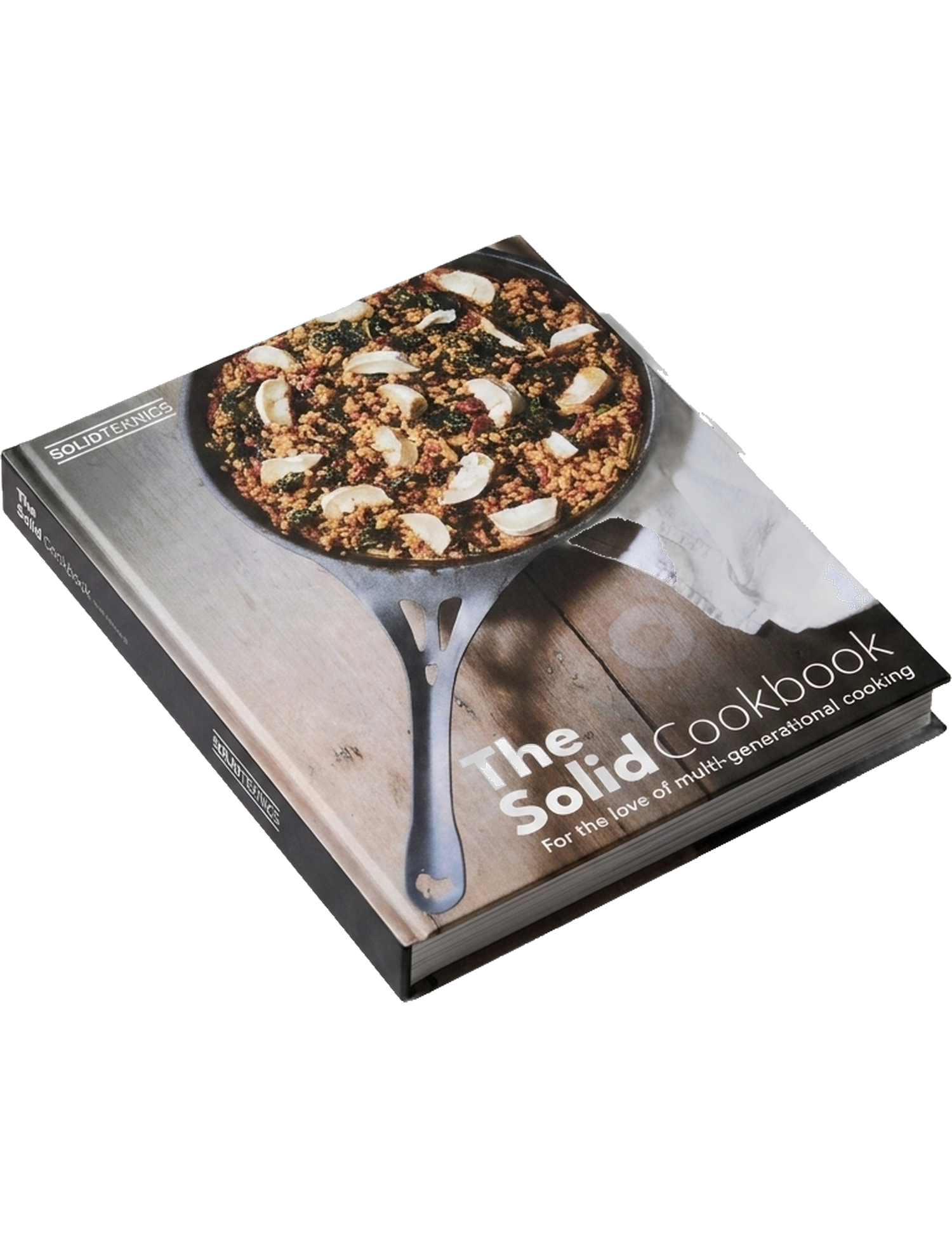 The Solid Cookbook Vol. 1 by Solidteknics hardback cookbook — angled view of the hardback