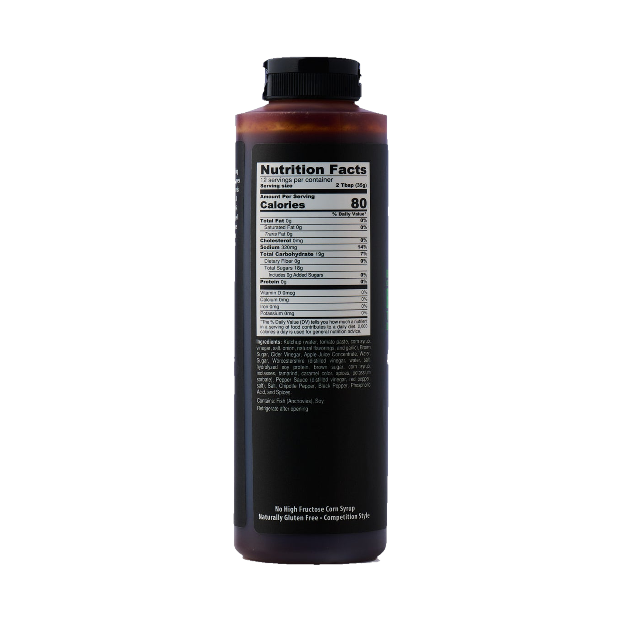 Tillman's Barbecue Chipotle Apple BBQ sauce 595g, ingredients and nutrition panel, transparent background
