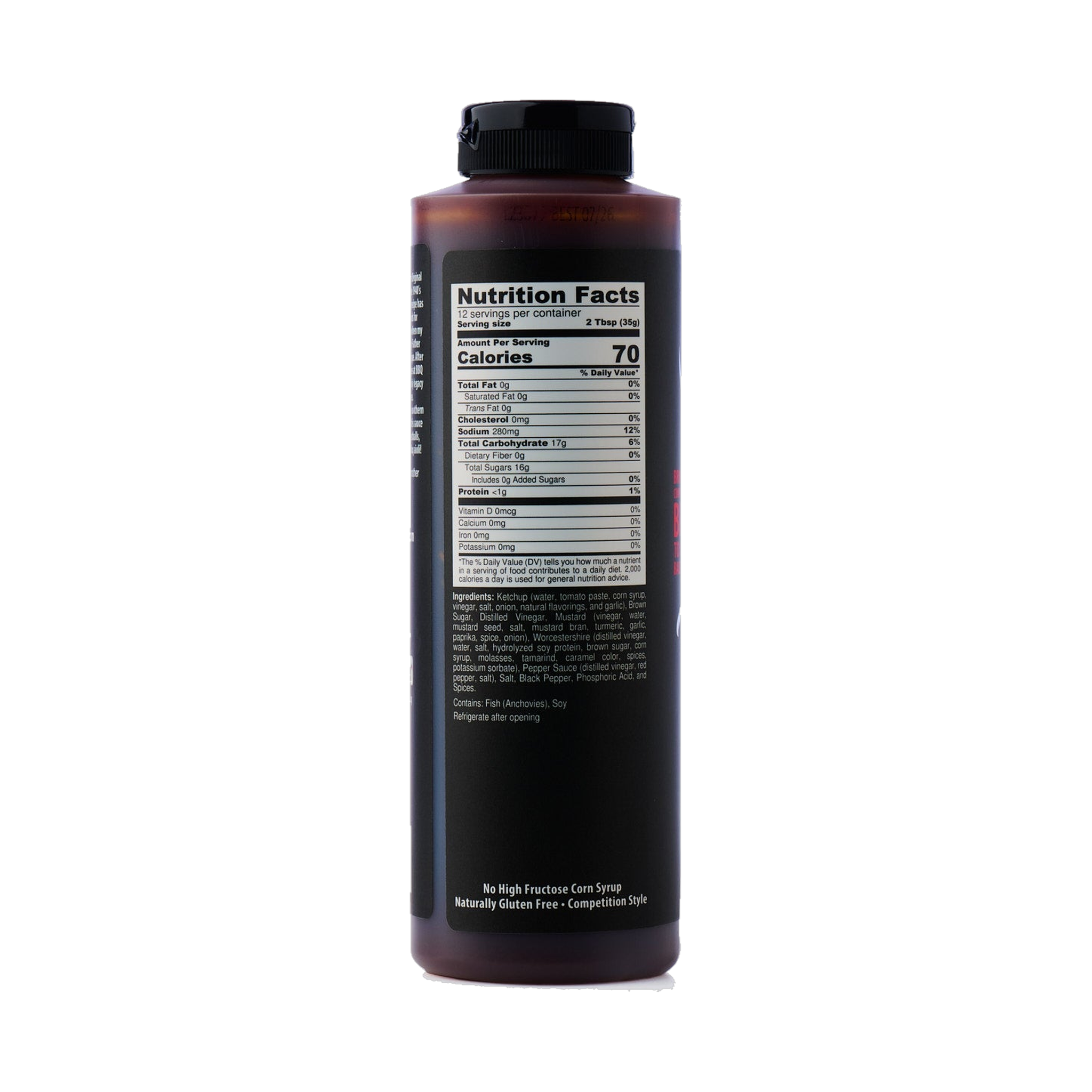 Tillman's Barbecue Grandma's Red BBQ sauce 595g, ingredients and nutrition panel, transparent background