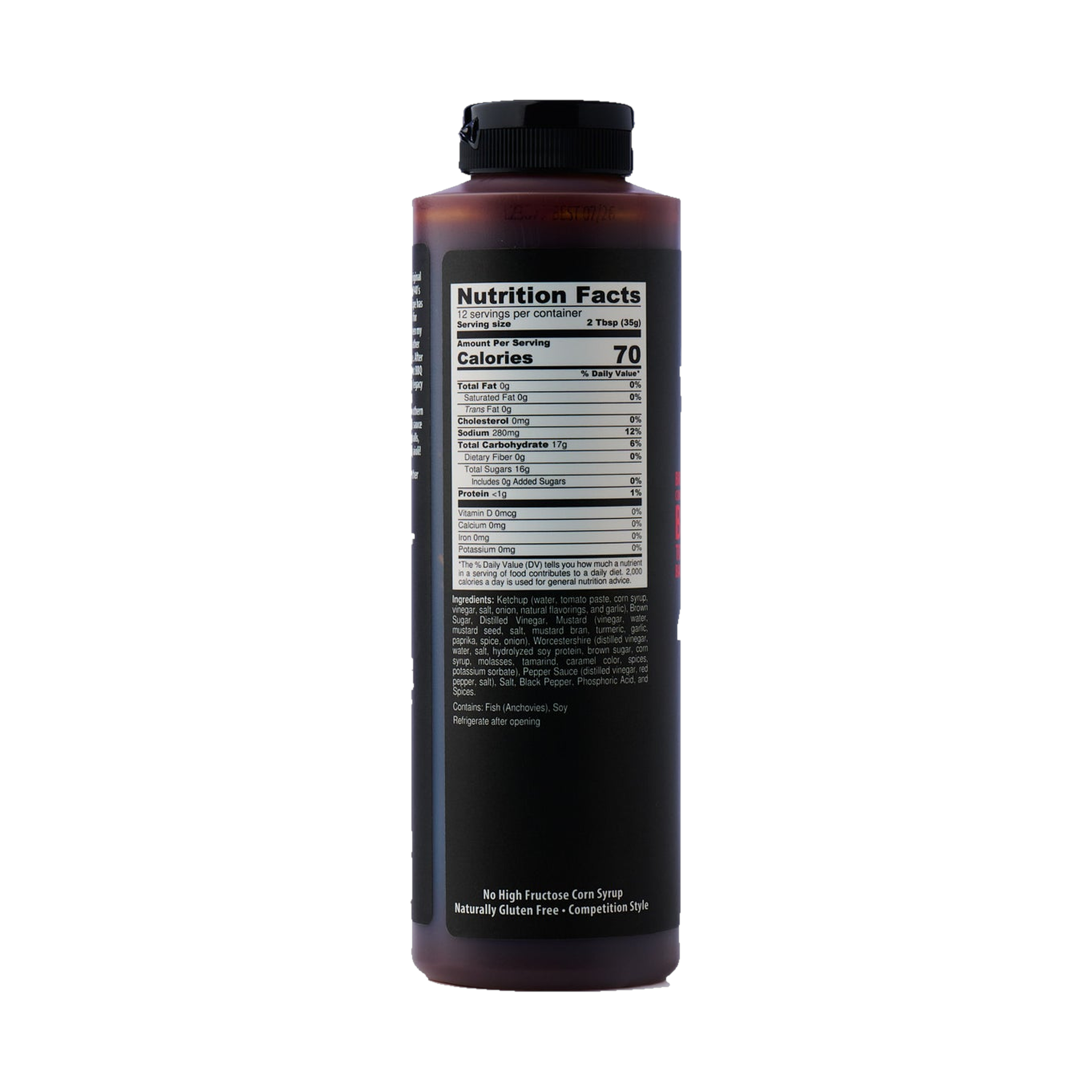 Tillman's Barbecue Grandma's Red BBQ sauce 595g, ingredients and nutrition panel, transparent background
