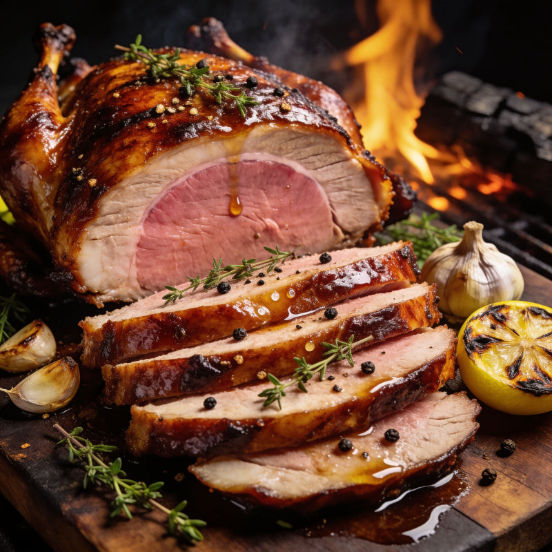 Smoked turkey breast carved into glistening slices with a visible smoke ring — Turkey flavour on The Rub Hub lifestyle photo
