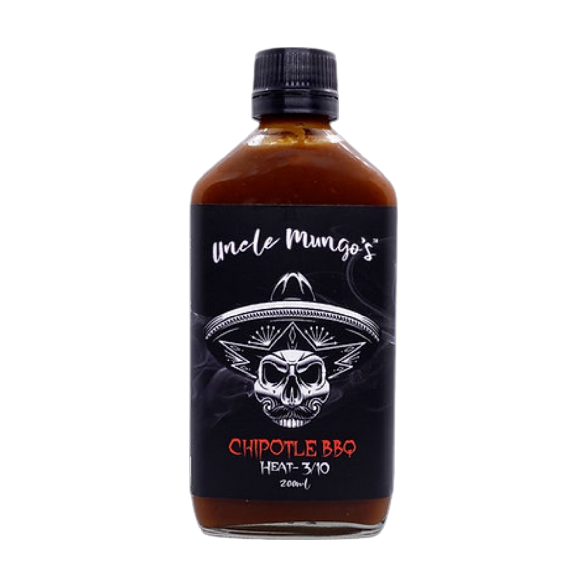 Uncle Mungo's Chipotle BBQ 200ml BBQ sauce — front of bottle on transparent background