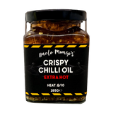 Uncle Mungo's Crispy Chilli Oil Extra Hot 285g extra hot crispy chilli oil — front of jar on transparent background