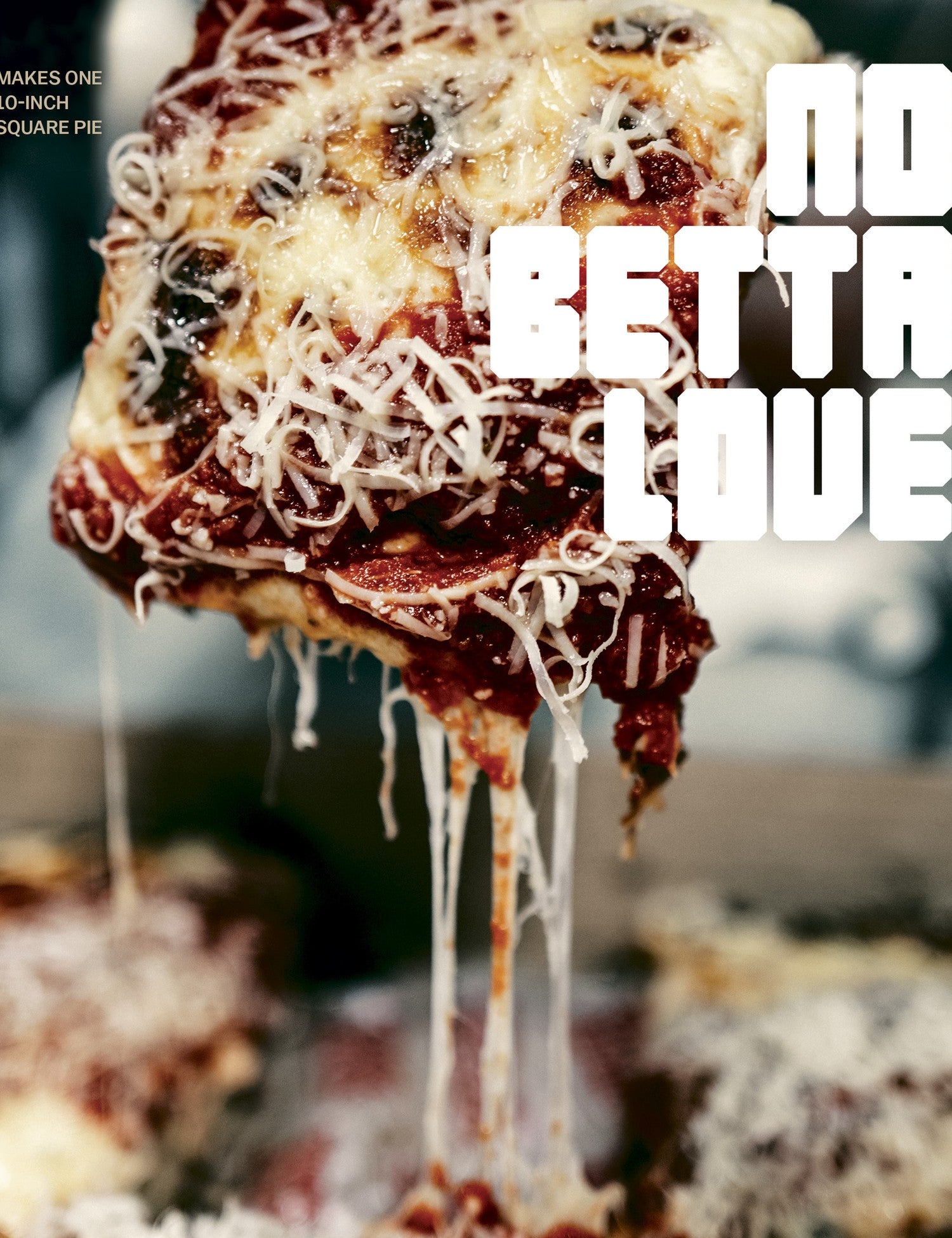 We the Pizza by Muhammad Abdul-Hadi hardback cookbook — interior page of a cheesy vegetarian square slice